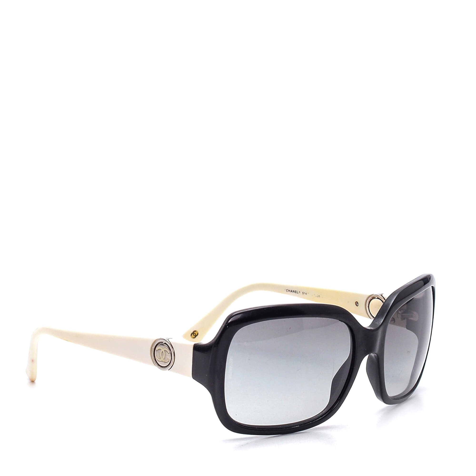 Chanel - Black Acetate and White CC Logo Sunglasses 